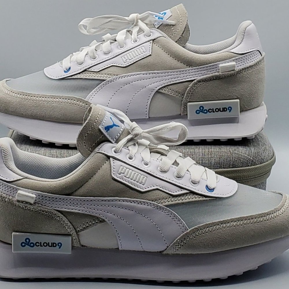 Puma Future Rider x Cloud9 Men's Size 8.5 White Cyan 380849-01 W/Laces New